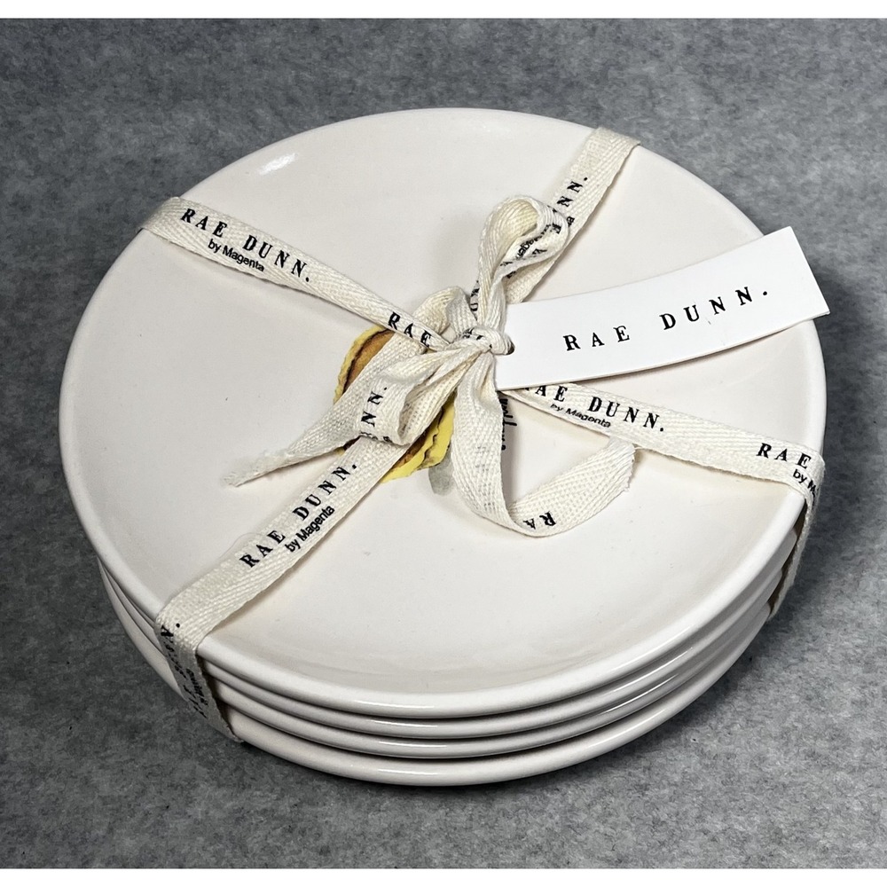 Rae Dunn Pumpkin Pie Plates Set 4pc Ceramic Dessert Thanksgiving Fall Decor
